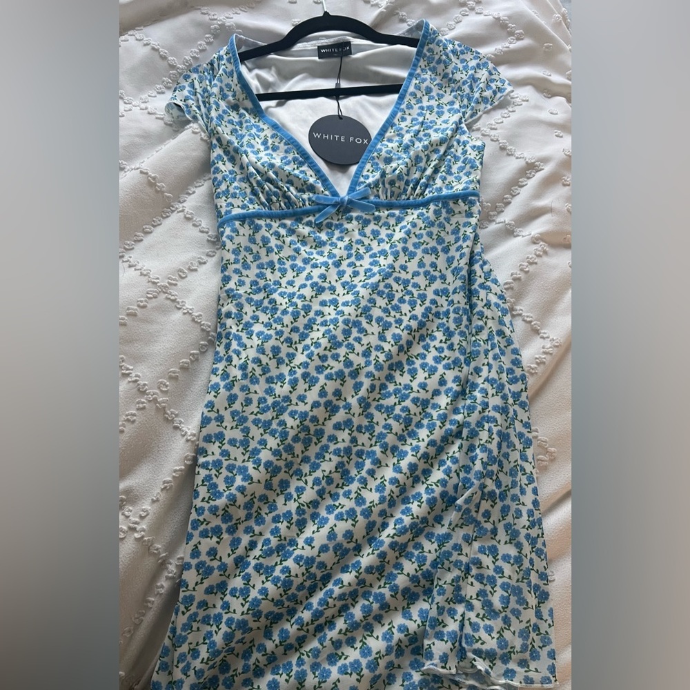 Whitefox baby blue poppy mini dress